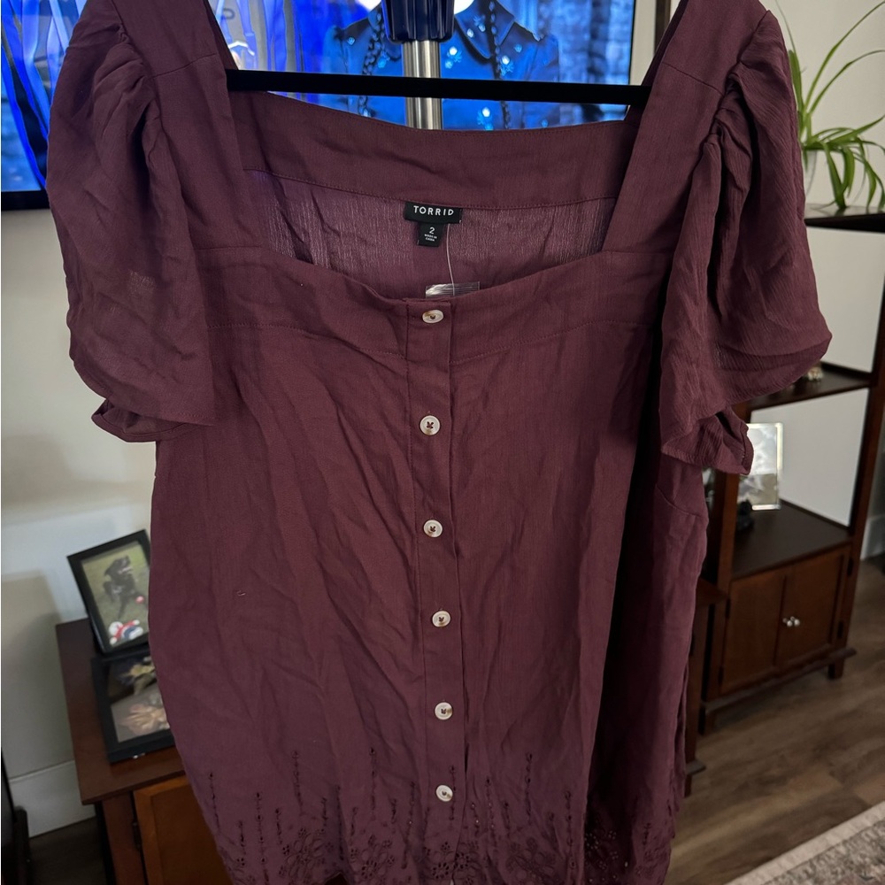 Torrid Plum Button-Down Blouse